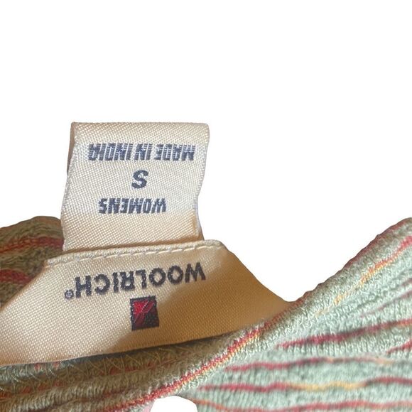 Woolrich small womens green sweater w red/orange weave throughout brat - Picture 5 of 7